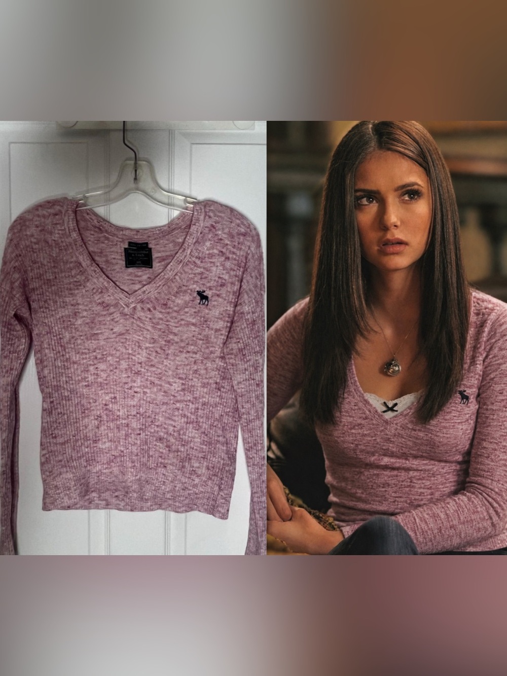 Vintage Babydoll Abercrombie Pink V-Neck Sweater 100% Cotton